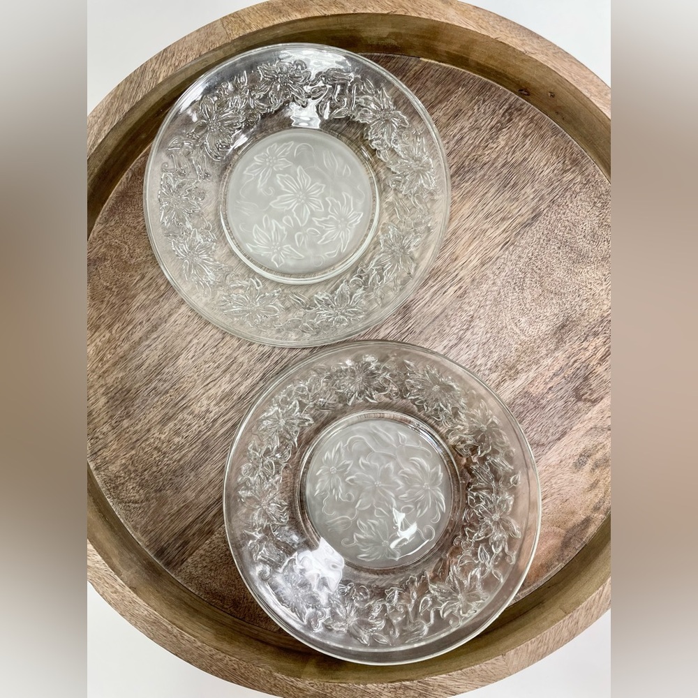 4 Princess House #437 Fantasia Luncheon/Salad Plates 8" Frosted Center Set Of 4